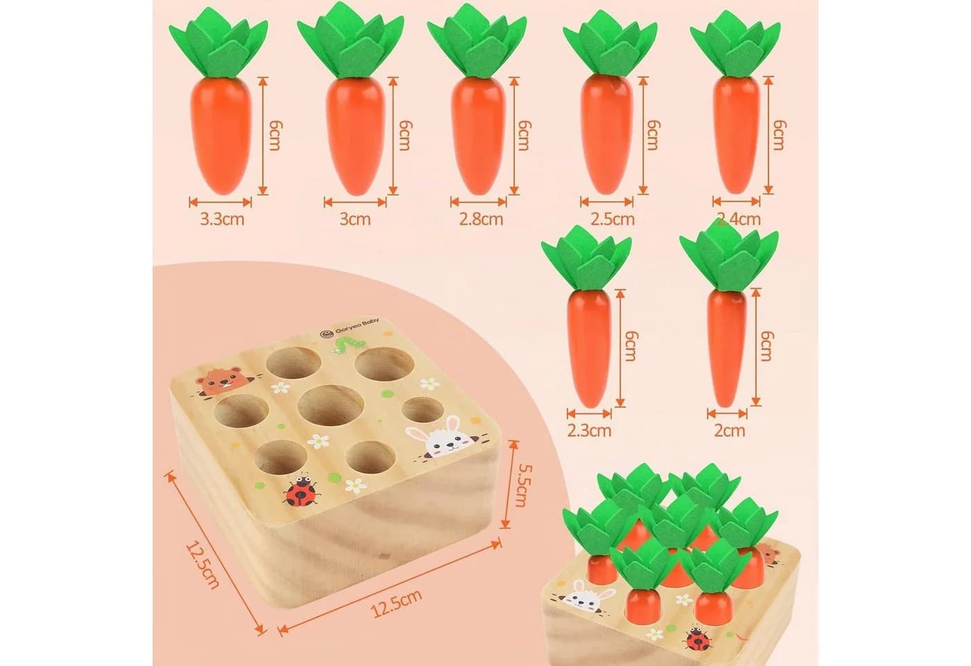 LaCute Holzspielzeug Karottenernte Montessori Sortierspiel