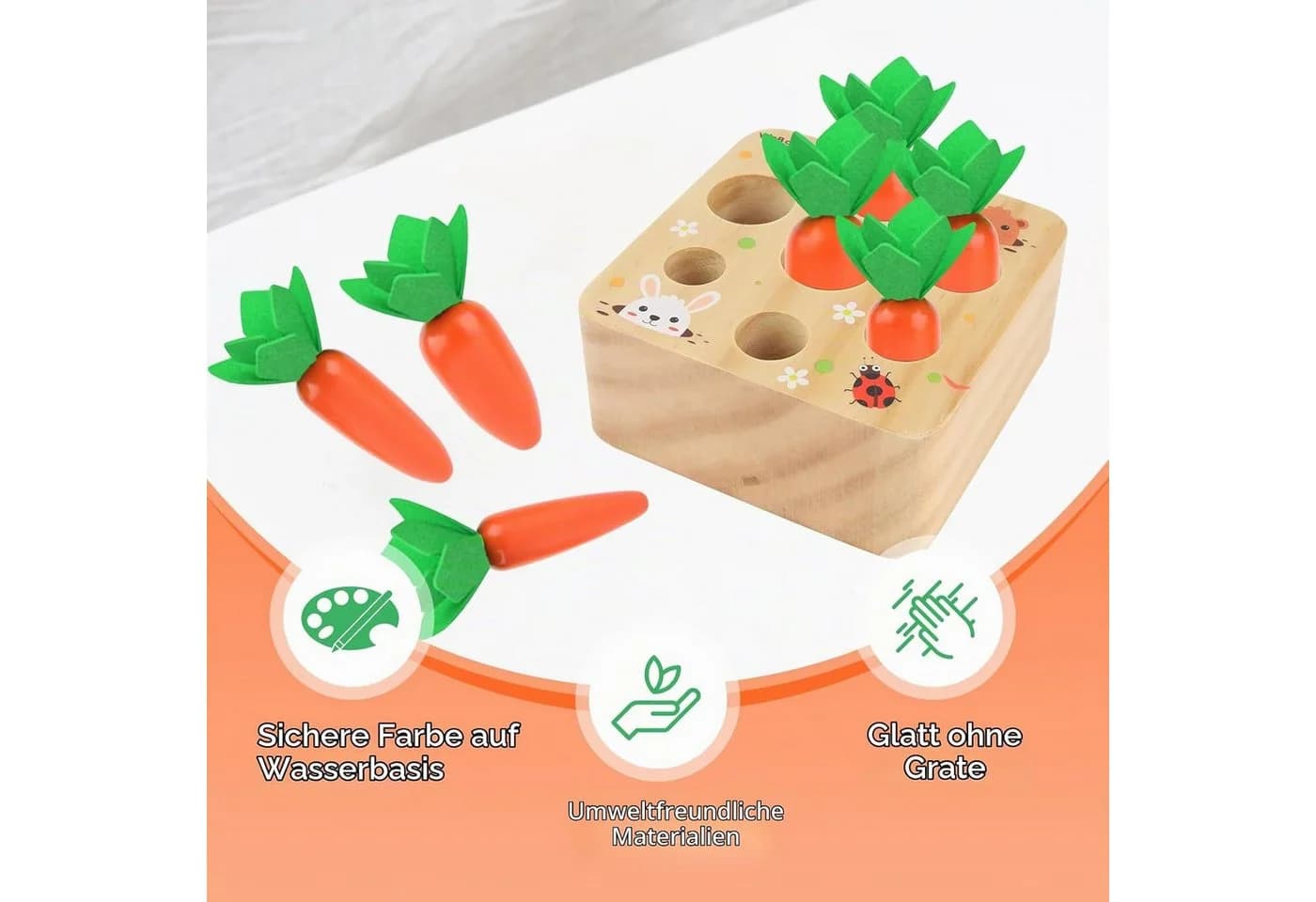 LaCute Holzspielzeug Karottenernte Montessori Sortierspiel - Bild 3
