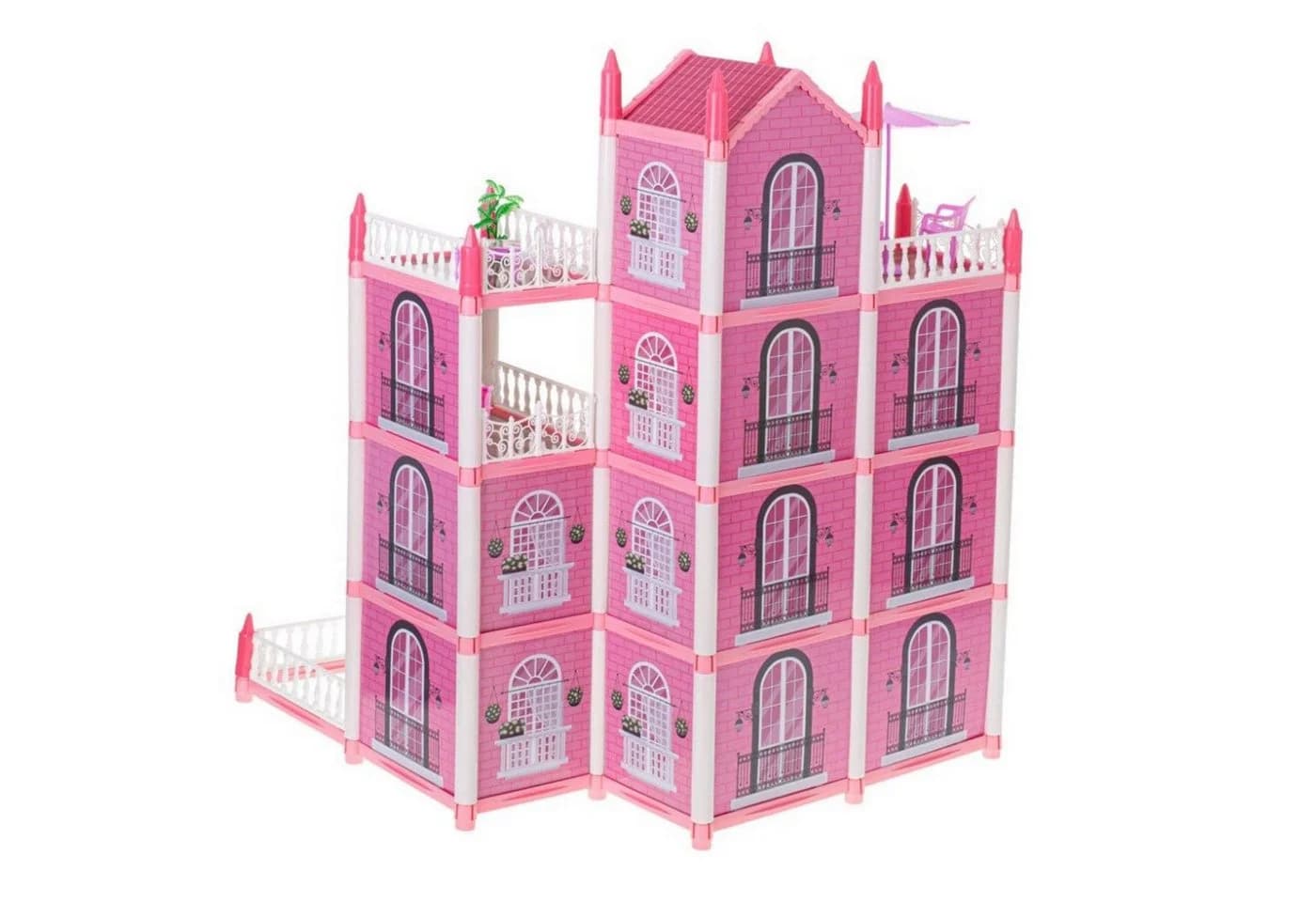 Ikonka Puppenhaus Villa XXXL 4 Stockwerke 10 Zimmer Rosa