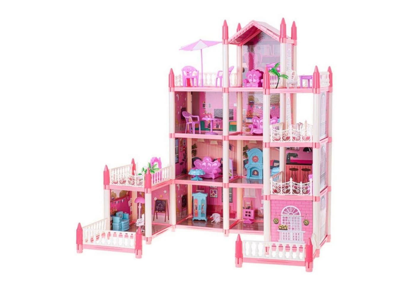 Ikonka Puppenhaus Villa XXXL 4 Stockwerke 10 Zimmer Rosa - Bild 2