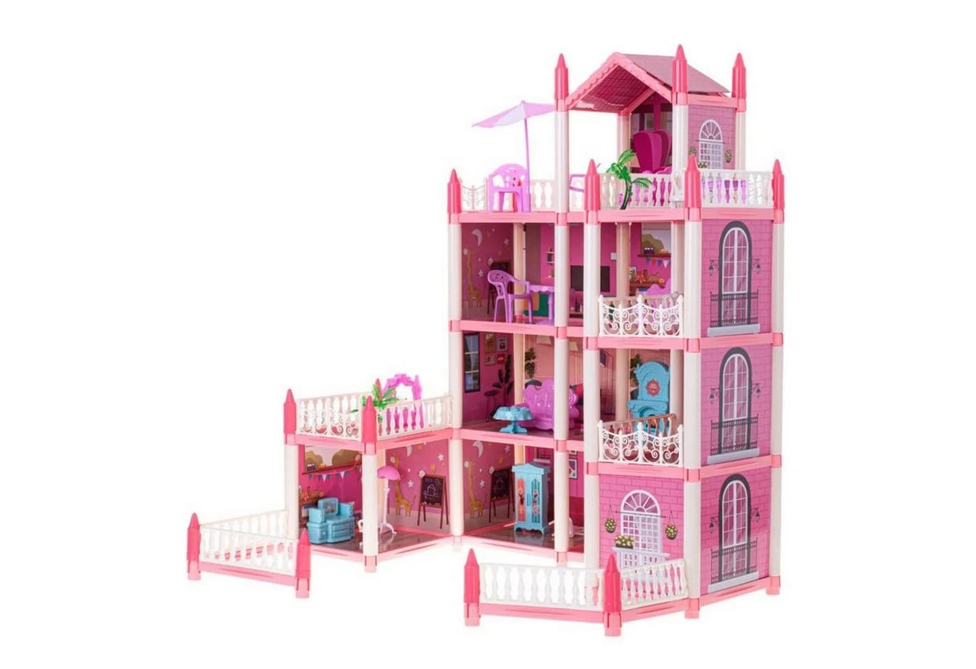 Ikonka Puppenhaus Villa XXXL 4 Stockwerke 10 Zimmer Rosa - Bild 3