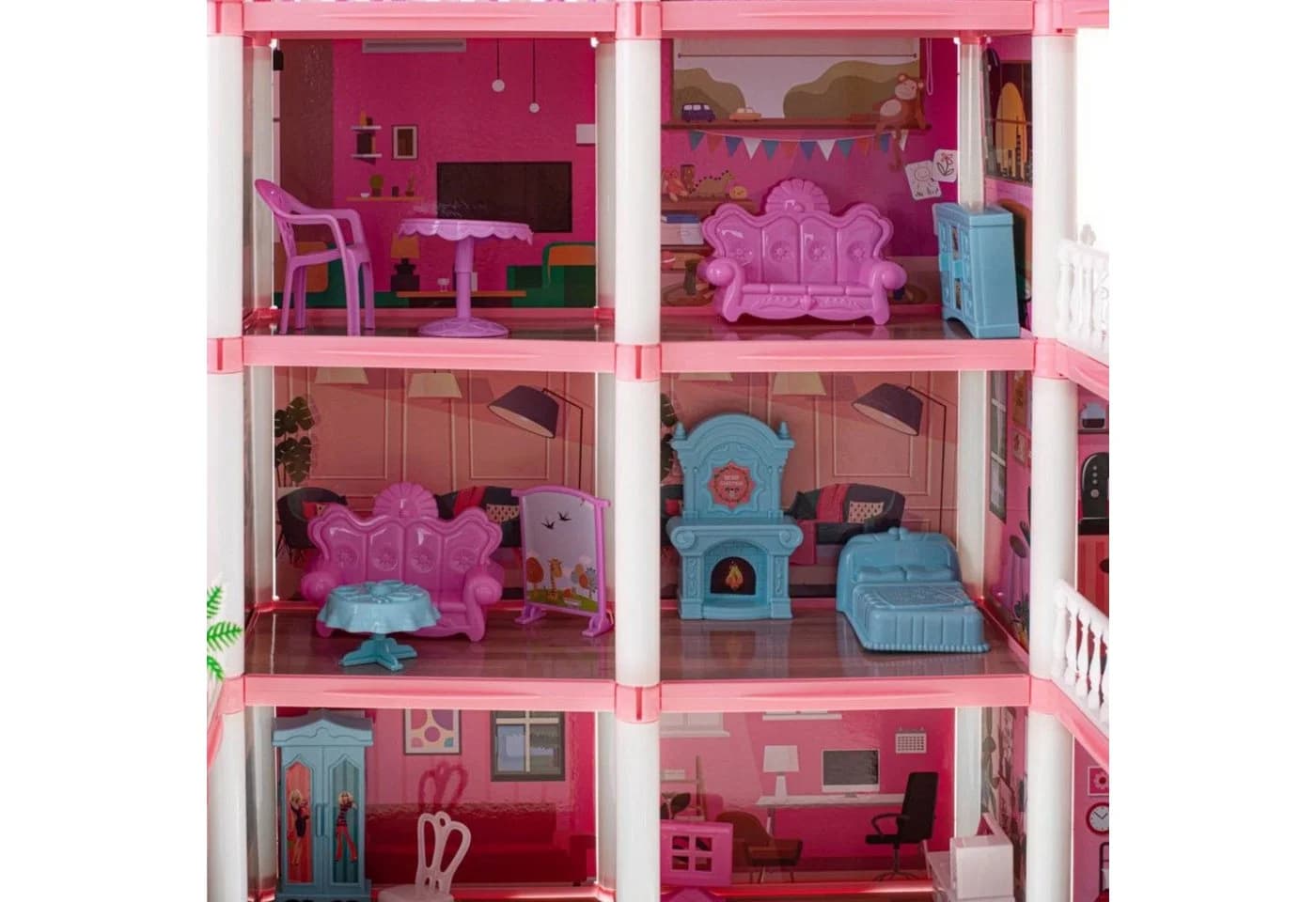 Ikonka Puppenhaus Villa XXXL 4 Stockwerke 10 Zimmer Rosa - Bild 4