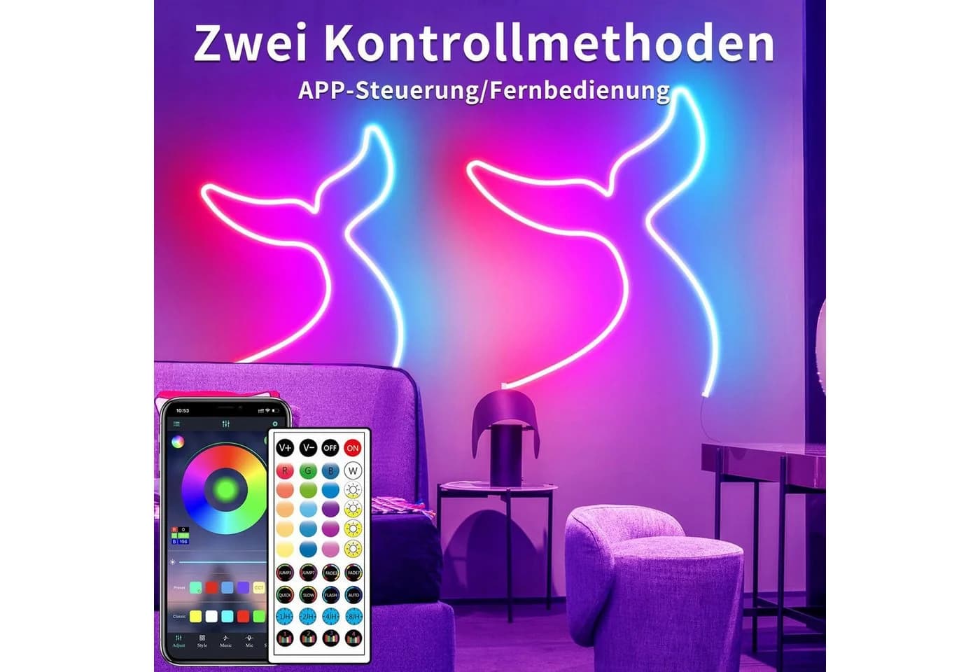 Athlix LED Stripe RGB Lichtleiste IP65 wasserdicht 24V App-Steuerung - Bild 3