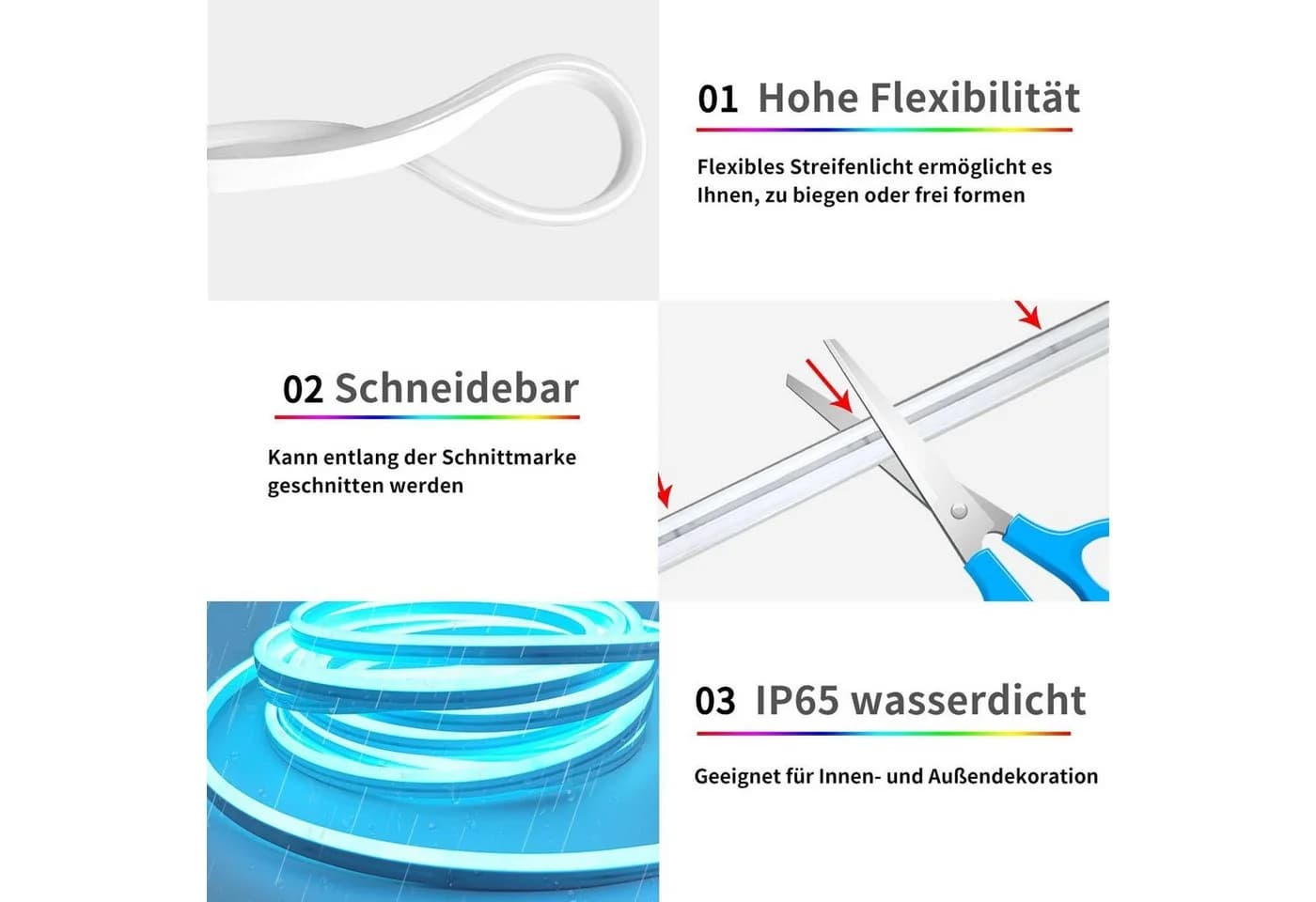 Athlix LED Lichterkette RGB IP65 wasserdicht mit Fernbedienung - Bild 4