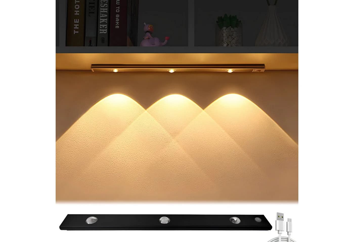 Athlix LED Unterbauleuchte Kabellos Wiederaufladbar Schwarz Bewegungssensor - Bild 2