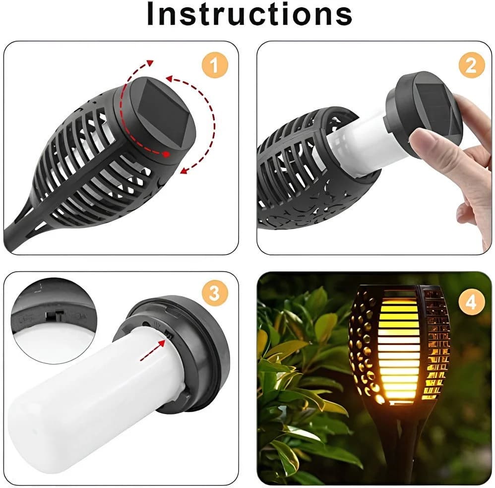 Athlix LED Solarleuchte Gartenfackel Flammeneffekt IP65 Wasserdicht