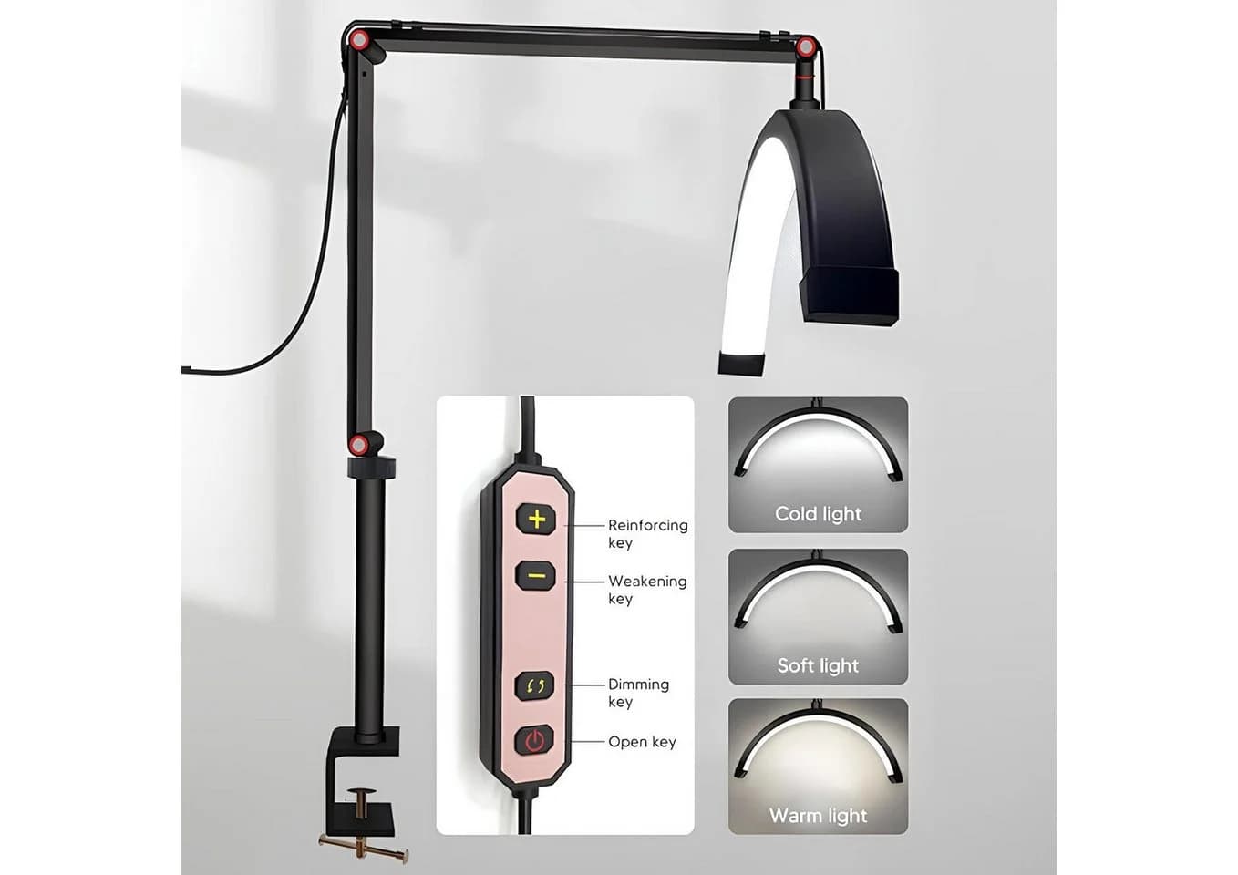 Andoer LED Schreibtischlampe HD-M3X 180 LEDs Weiß Dimmbar 360° - Bild 3