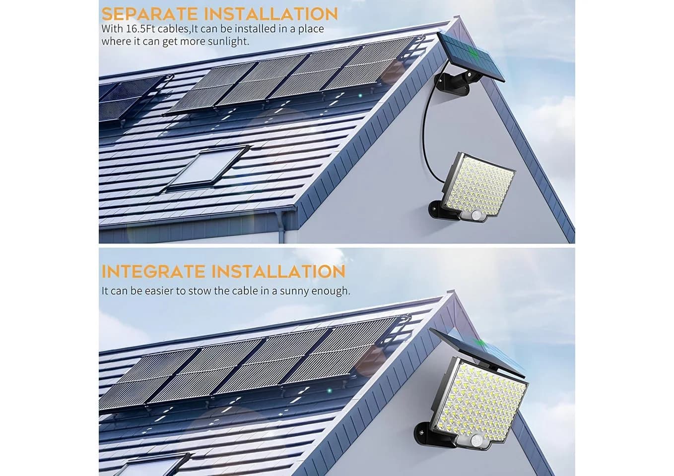 Athlix LED Solarleuchte mit Bewegungsmelder IP65 Wasserdicht 5m Kabel - Bild 3