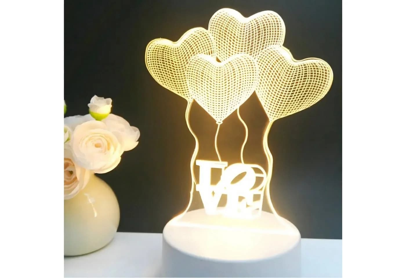 Realb2b LED Nachtlicht 3D Herzform USB Touch Bedienung - Bild 2