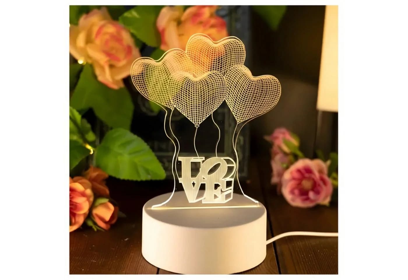 Realb2b LED Nachtlicht 3D Herzform USB Touch Bedienung - Bild 3