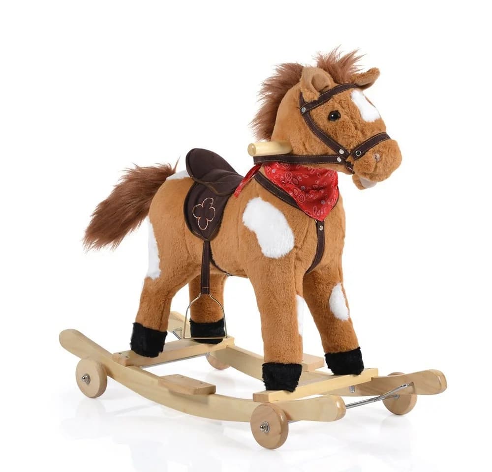 Moni Schaukelpferd Plüsch Thunder WJ-302 Sound Kufen Rollen bis 50 kg Braun - Bild 2