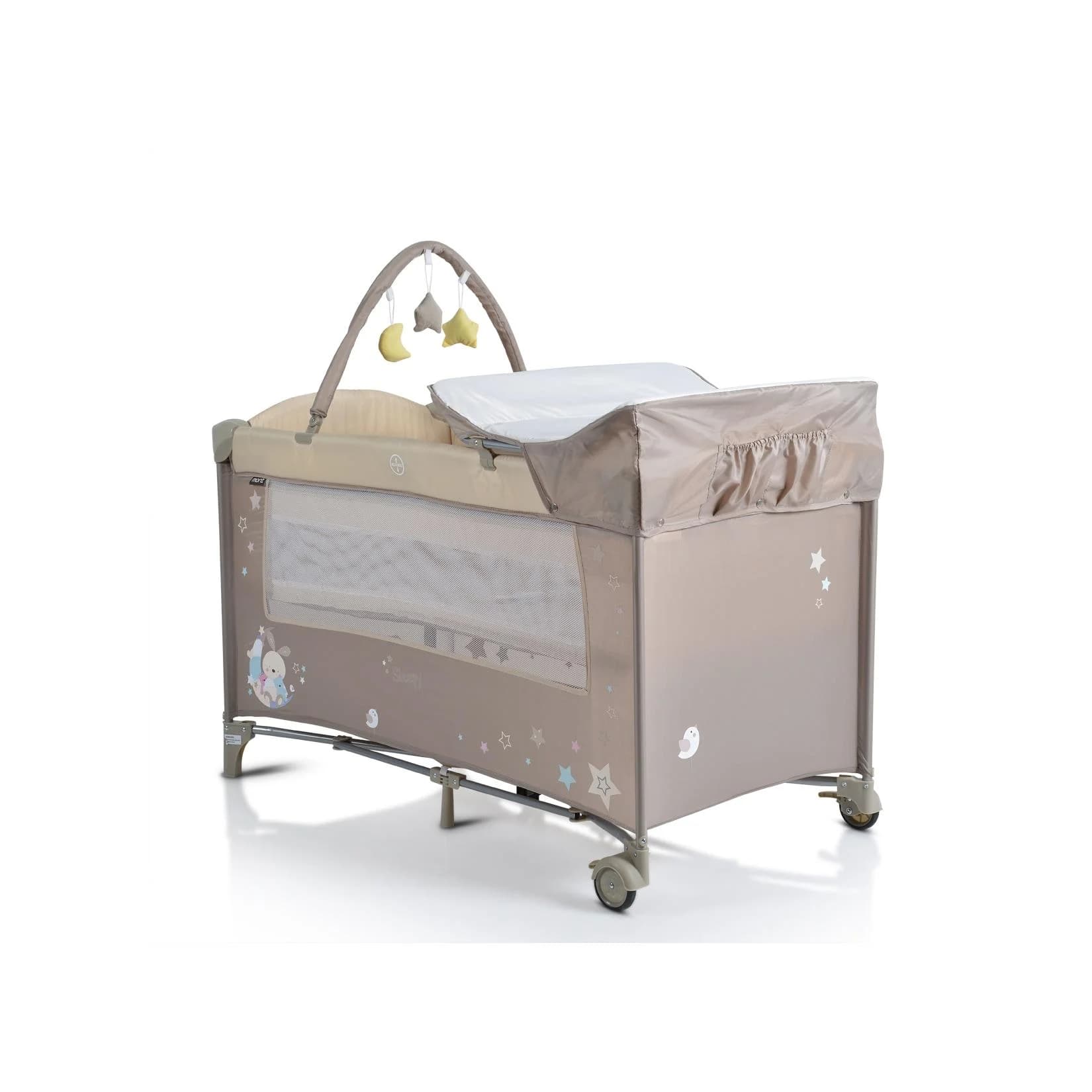 Moni Reisebett Sleepy Beige/Braun mit Spielbogen und Seiteneingang