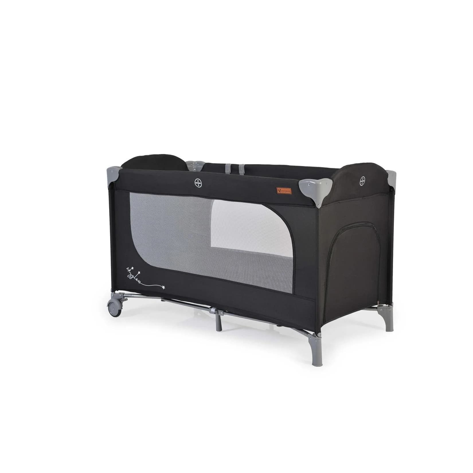 Cangaroo Reisebett Skyglow Laufstall mit Rädern und Matratze Schwarz