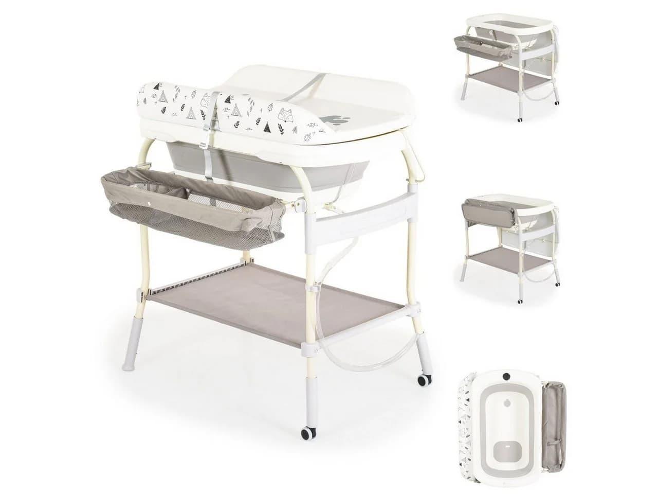 Cangaroo Babybadewanne Wickeltisch 2in1 Grau mit Thermometer - Bild 3