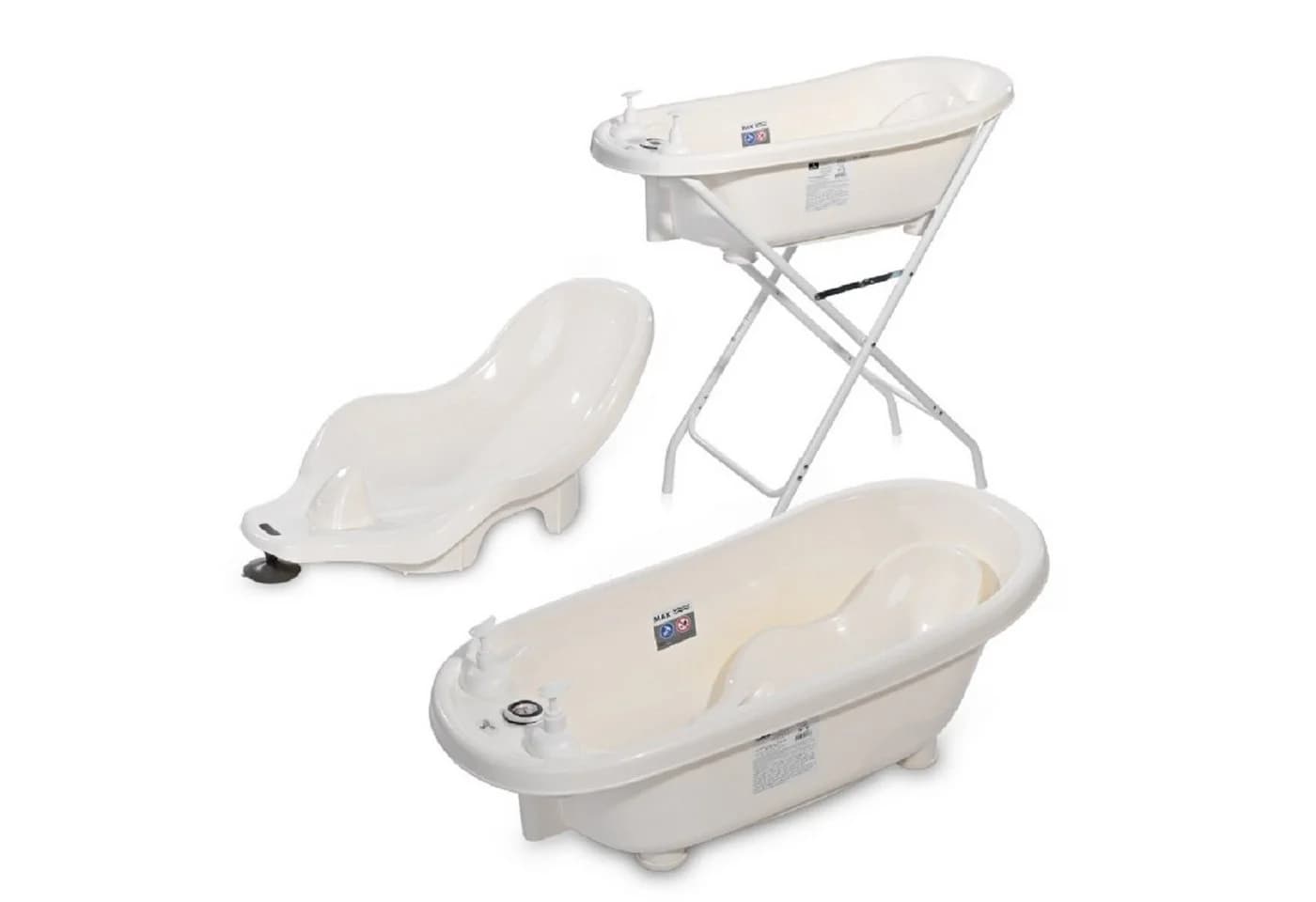 Lorelli Babybadewannen-Set 88 cm Badesitz Badewannenständer Ablauf Weiß - Bild 3