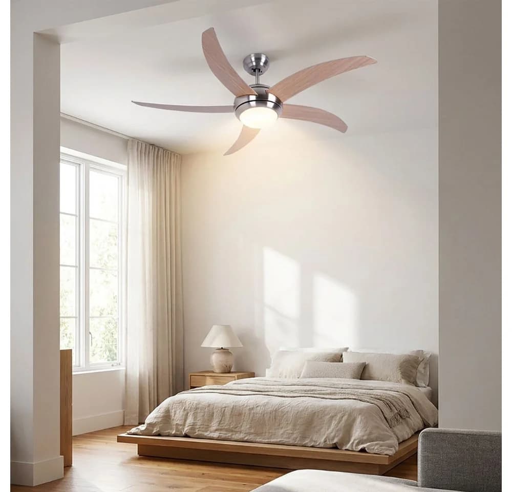 V-TAC Deckenventilator 132 cm mit Licht und Fernbedienung Braun/Silber - Bild 3