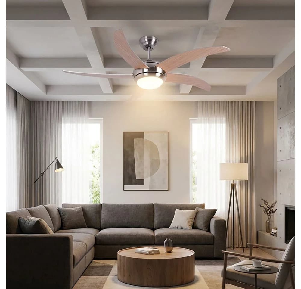 V-TAC Deckenventilator 132 cm mit Licht und Fernbedienung Braun/Silber - Bild 4
