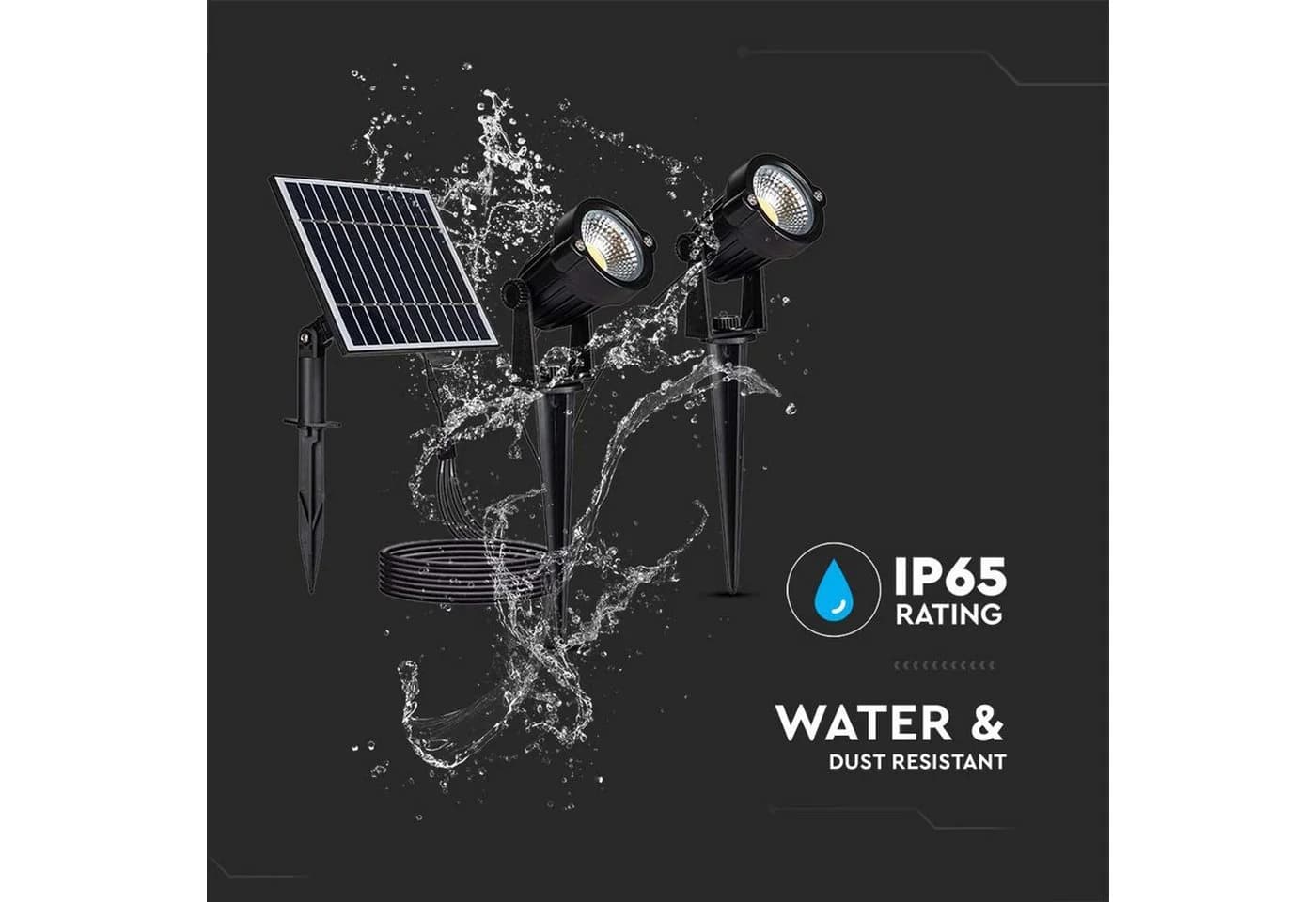 V-TAC Solar LED-Gartenleuchten-Set 2x 1,2 W 3000 K IP65 - Bild 5