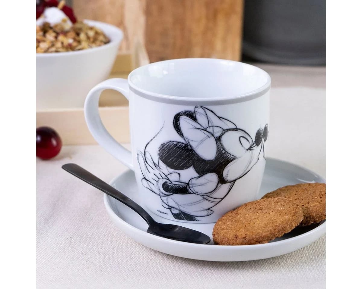 Geda Labels Tasse Mickey Kiss Sketch Grau Porzellan 300ml - Bild 3