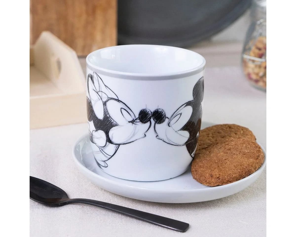 Geda Labels Tasse Mickey Kiss Sketch Grau Porzellan 300ml - Bild 4