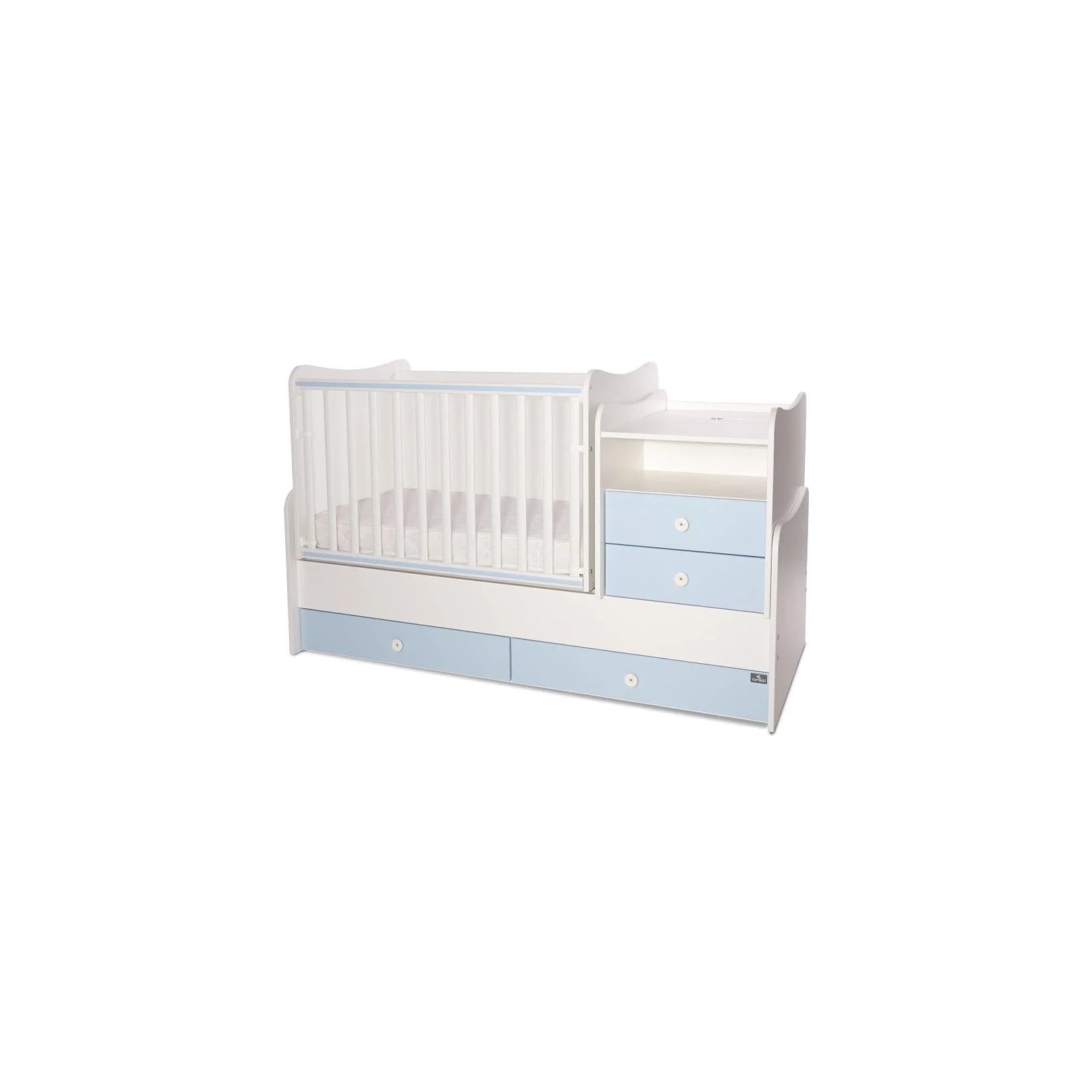 Lorelli Baby-Jugendbett Combo Weiß/Blau mit Multifunktionskommode