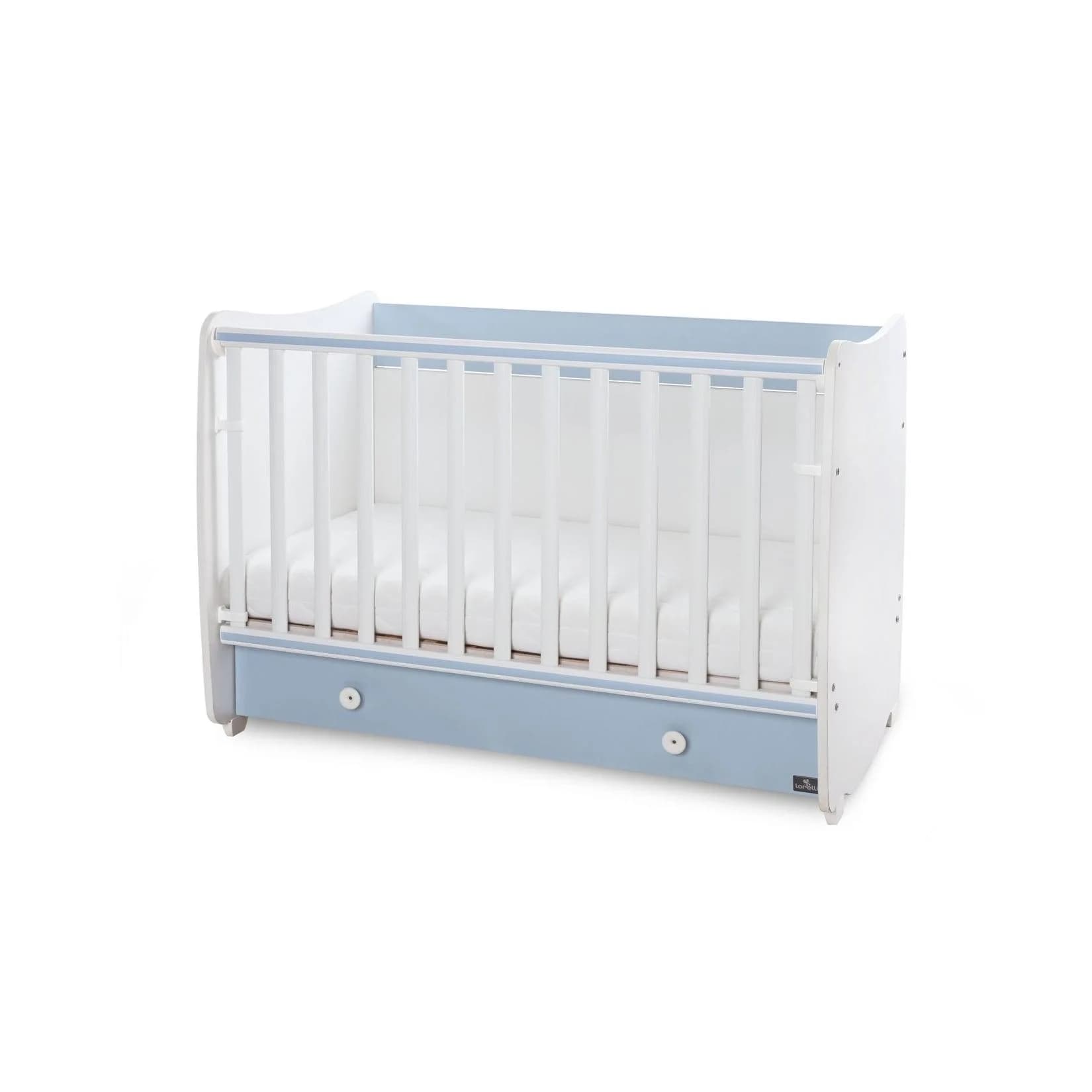 Lorelli Babybett Dream Weiß Blau Umbaubar mit Schaukelfunktion