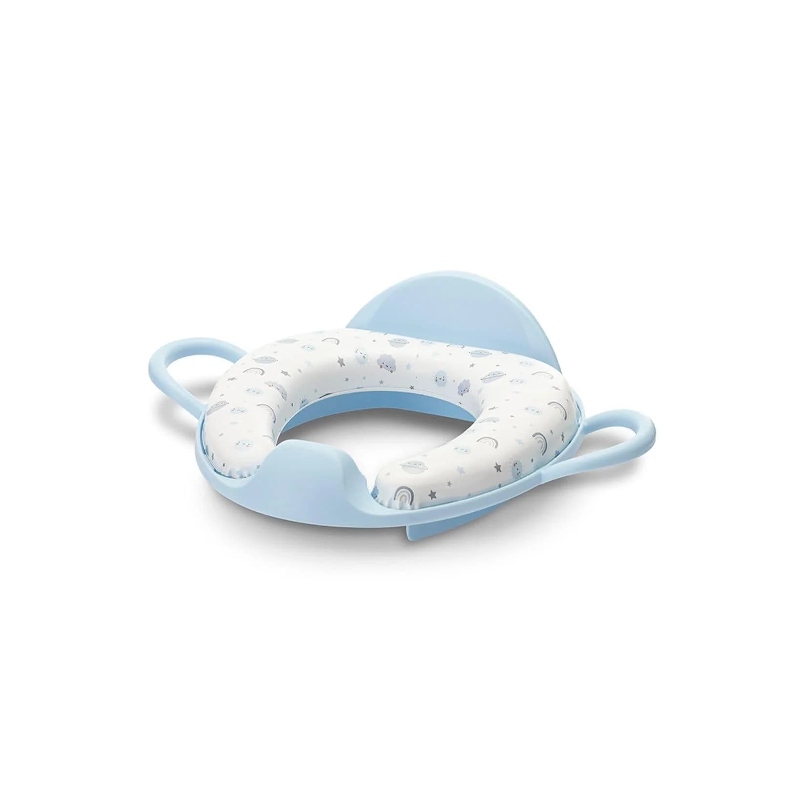 Lorelli Toilettensitz mit Rückenlehne, Handgriff, gepolstert, hellblau