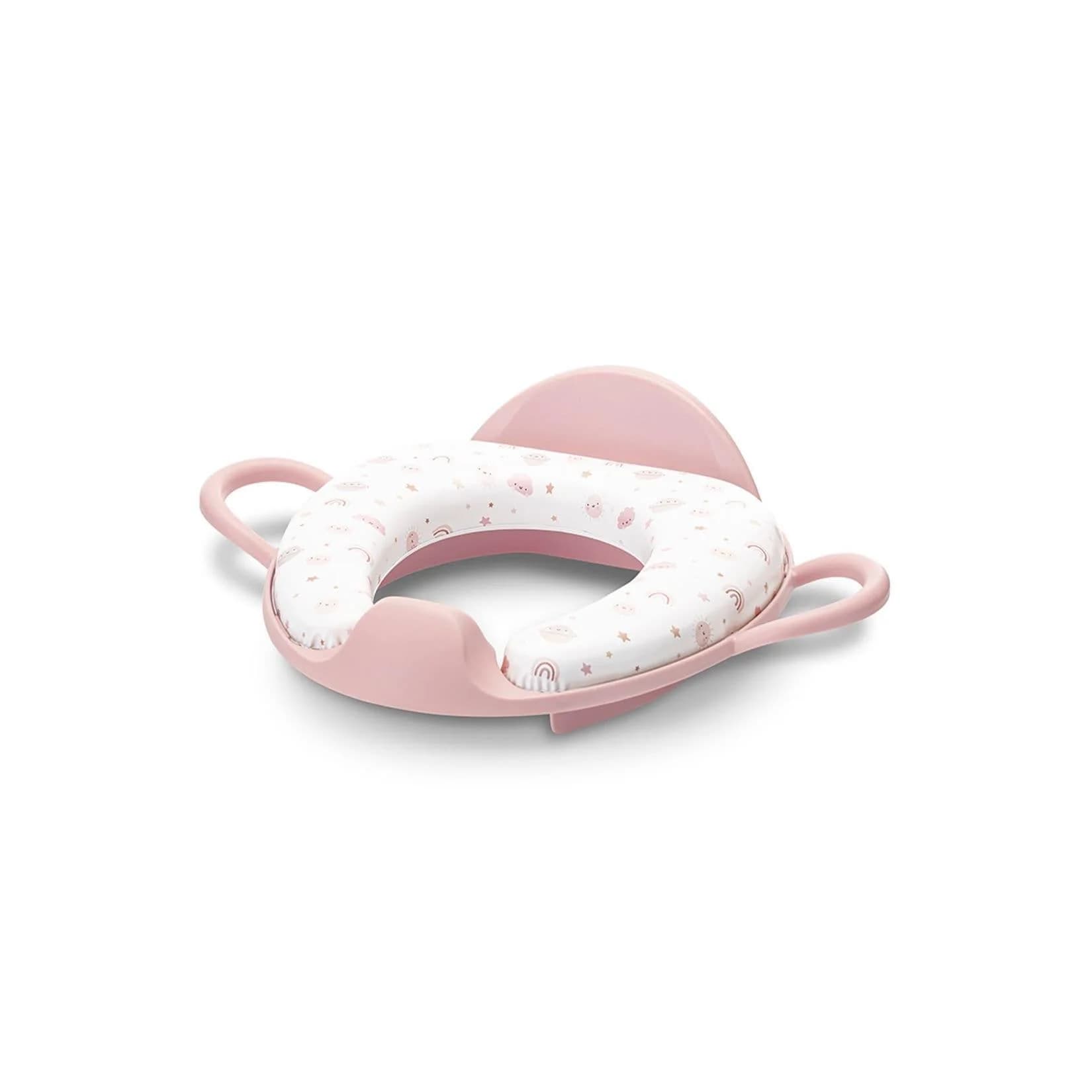 Lorelli Toilettensitz mit Rückenlehne und Handgriffen Rosa/Weiß