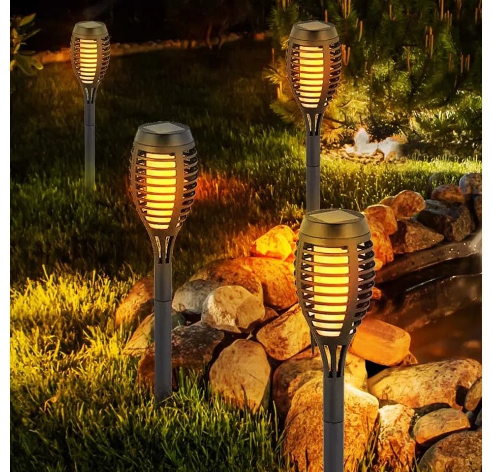 V-TAC LED Gartenfackel Warmweiß Solar Feuereffekt 4er Set - Bild 2