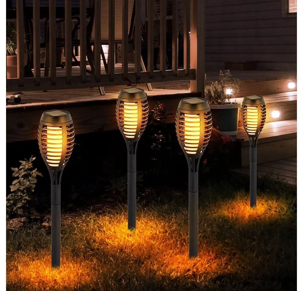 V-TAC LED Gartenfackel Warmweiß Solar Feuereffekt 4er Set - Bild 3