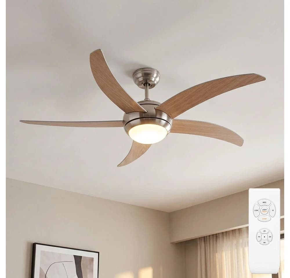 V-TAC Deckenventilator mit LED Licht & Fernbedienung, Silber/Braun - Bild 2