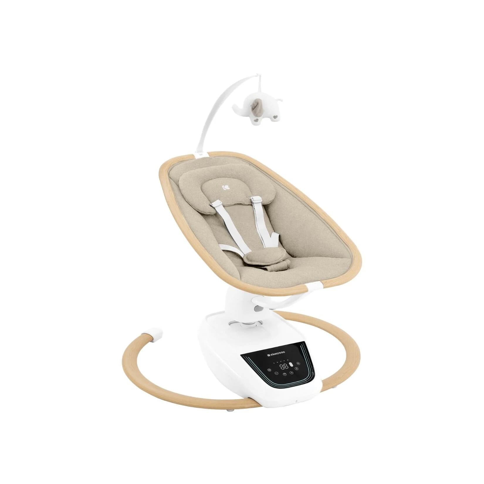 Kikkaboo Babywippe BeMoove Elektrisch Beige mit Moskitonetz