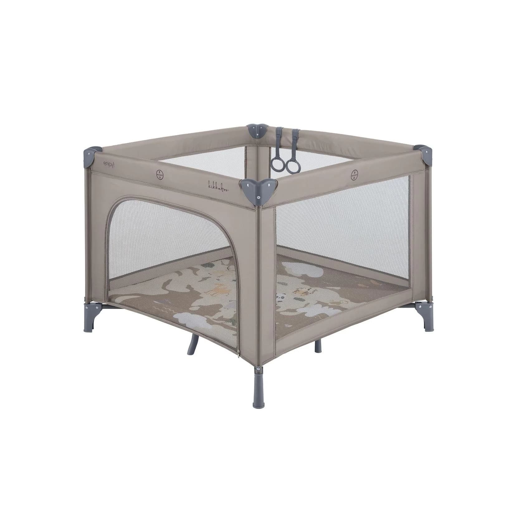 Kikka boo Laufstall Enjoy Beige Klappbar mit Reißverschluss-Matratze