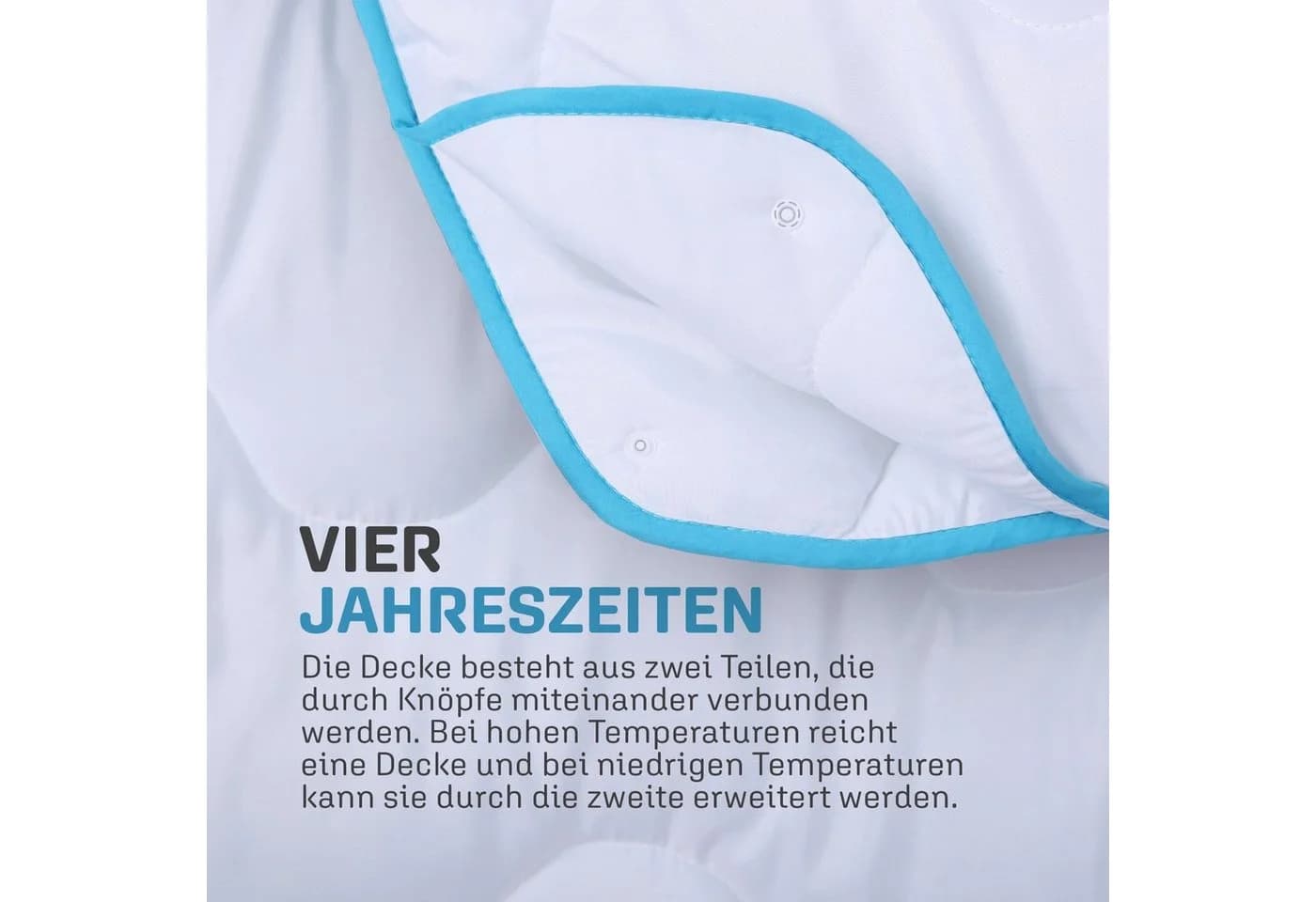 Bestlivings 4-Jahreszeitenbett 2in1 Decke mit Druckknöpfen Weiß Polyester - Bild 3