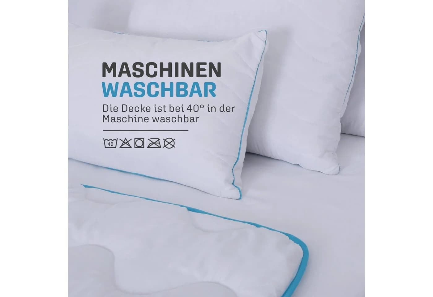 Bestlivings 4-Jahreszeitenbett 2in1 Decke mit Druckknöpfen Weiß Polyester - Bild 4