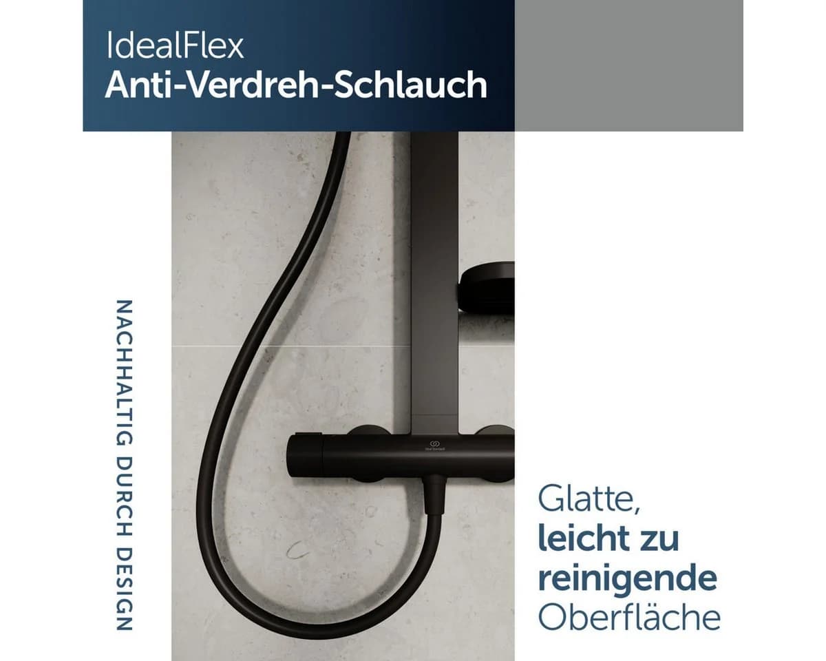 Ideal Standard Alu+ Duschsystem BD583XG mit Ceratherm Thermostat, 2 Ablagen, Schwarz matt - Bild 4