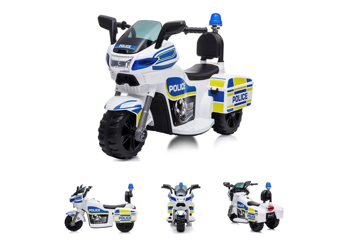 Chipolino Kinder Elektromotorrad Polizei Weiß 3 Räder Musik - Bild 3