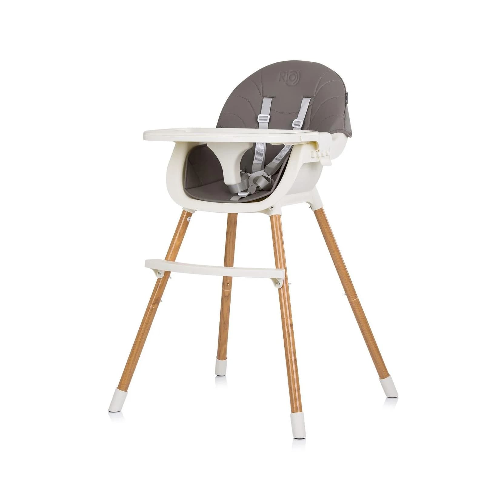 Chipolino Kinderhochstuhl Rio 2 in 1 Dunkelgrau mit 5-Punkt-Gurt