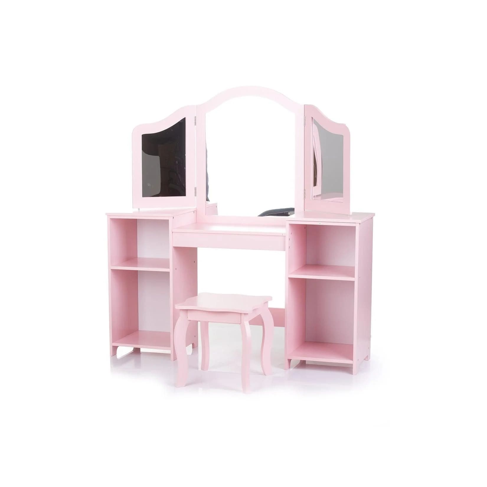 Chipolino Kinder Schminktisch Rosa mit Spiegel, Hocker & Stauraum
