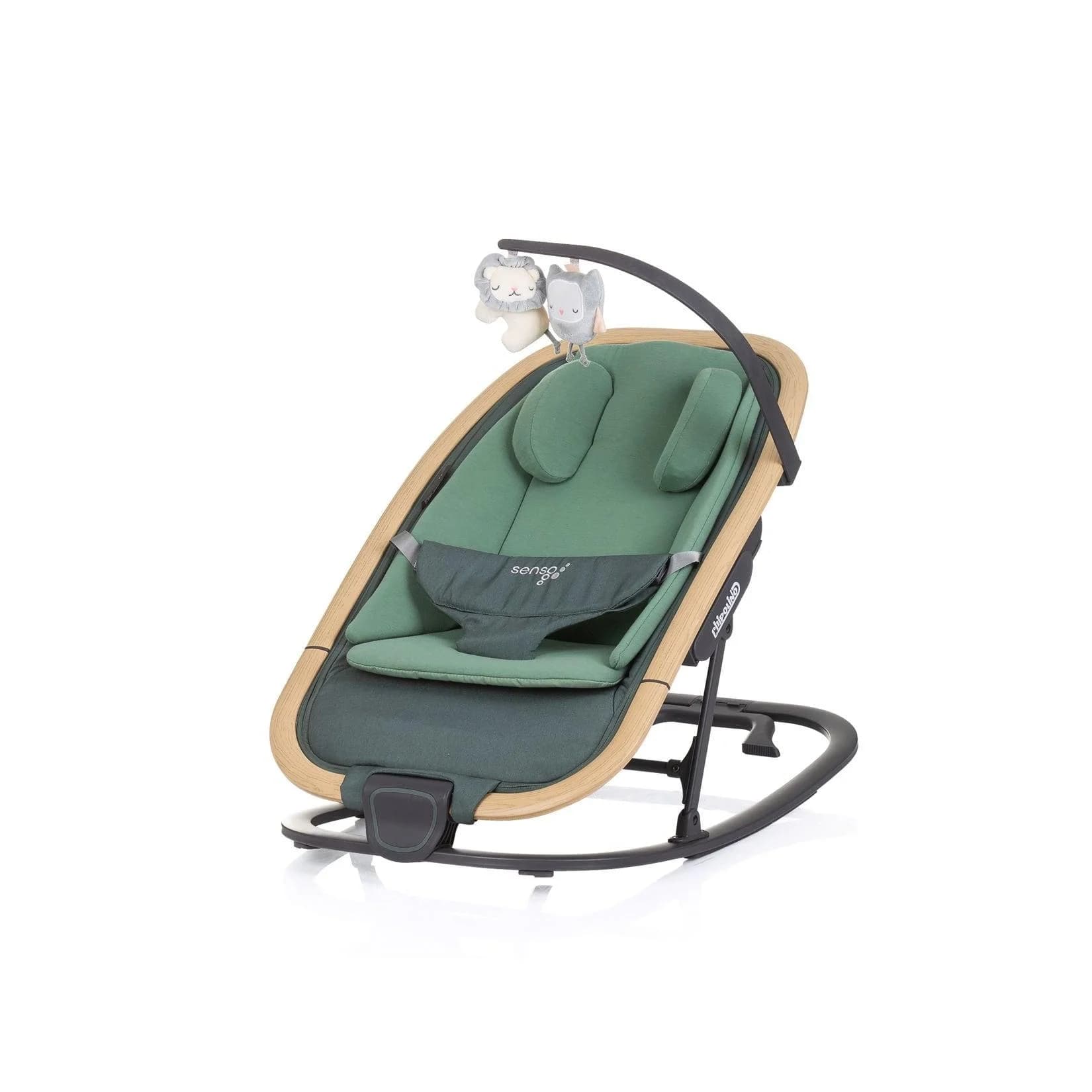Chipolino Babywippe Senso Holzoptik mit Kopfstütze und Spielbogen
