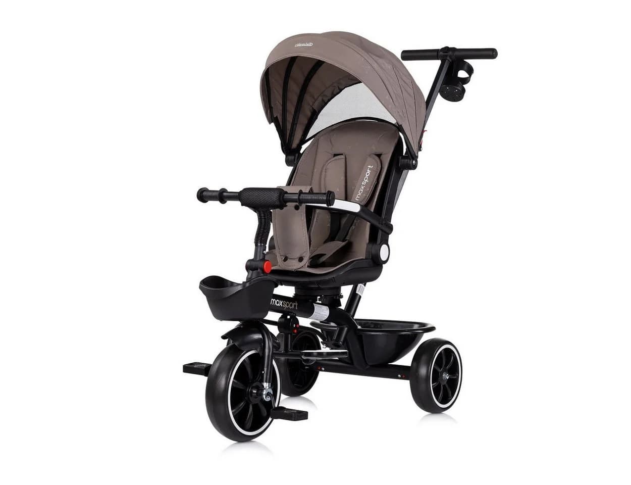 Chipolino Dreirad Tricycle Max Sport 2 in 1 Braun mit Korb und Becherhalter