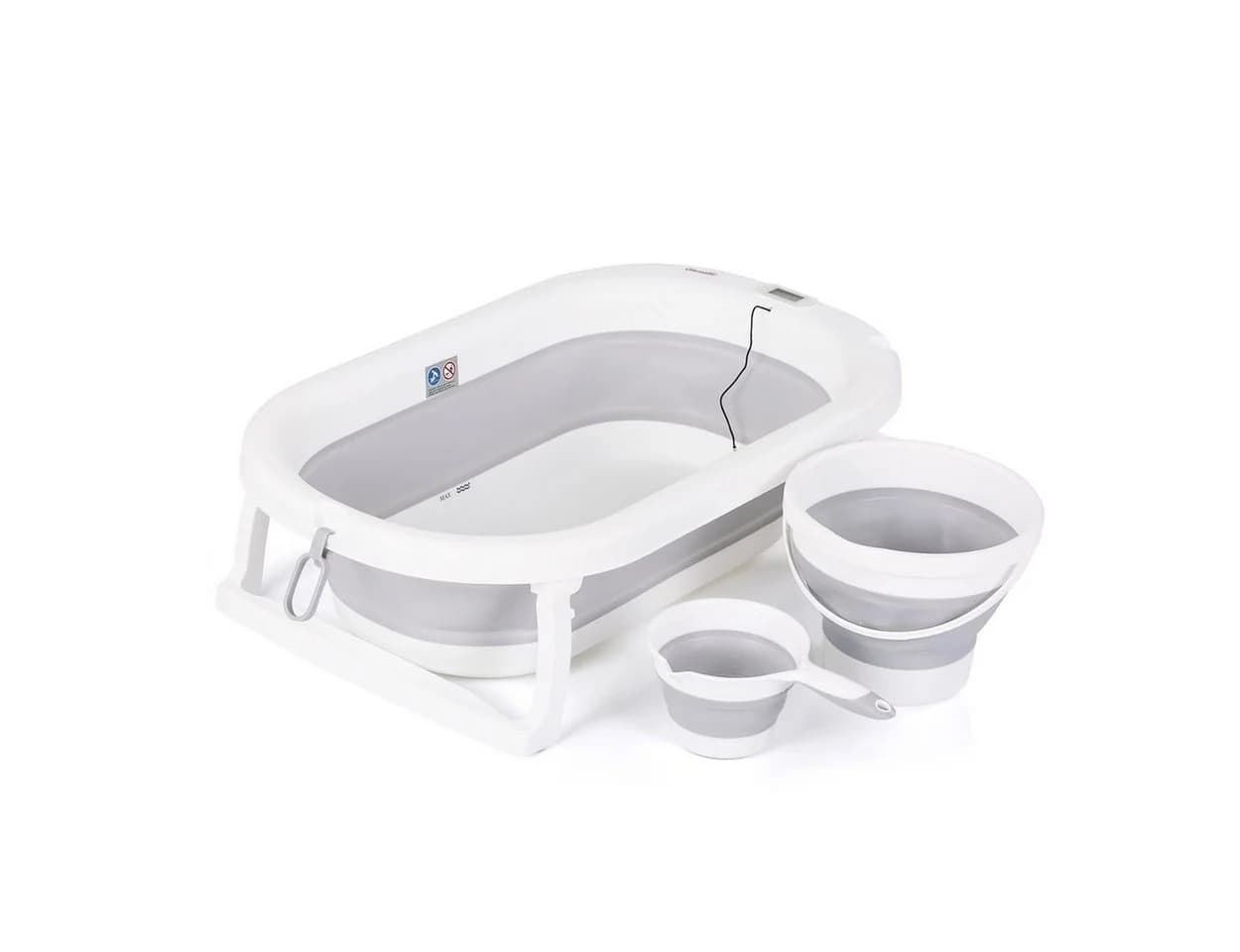 Faltbare Babybadewanne mit Eimer, Spülbecher und Thermometer - Bild 2