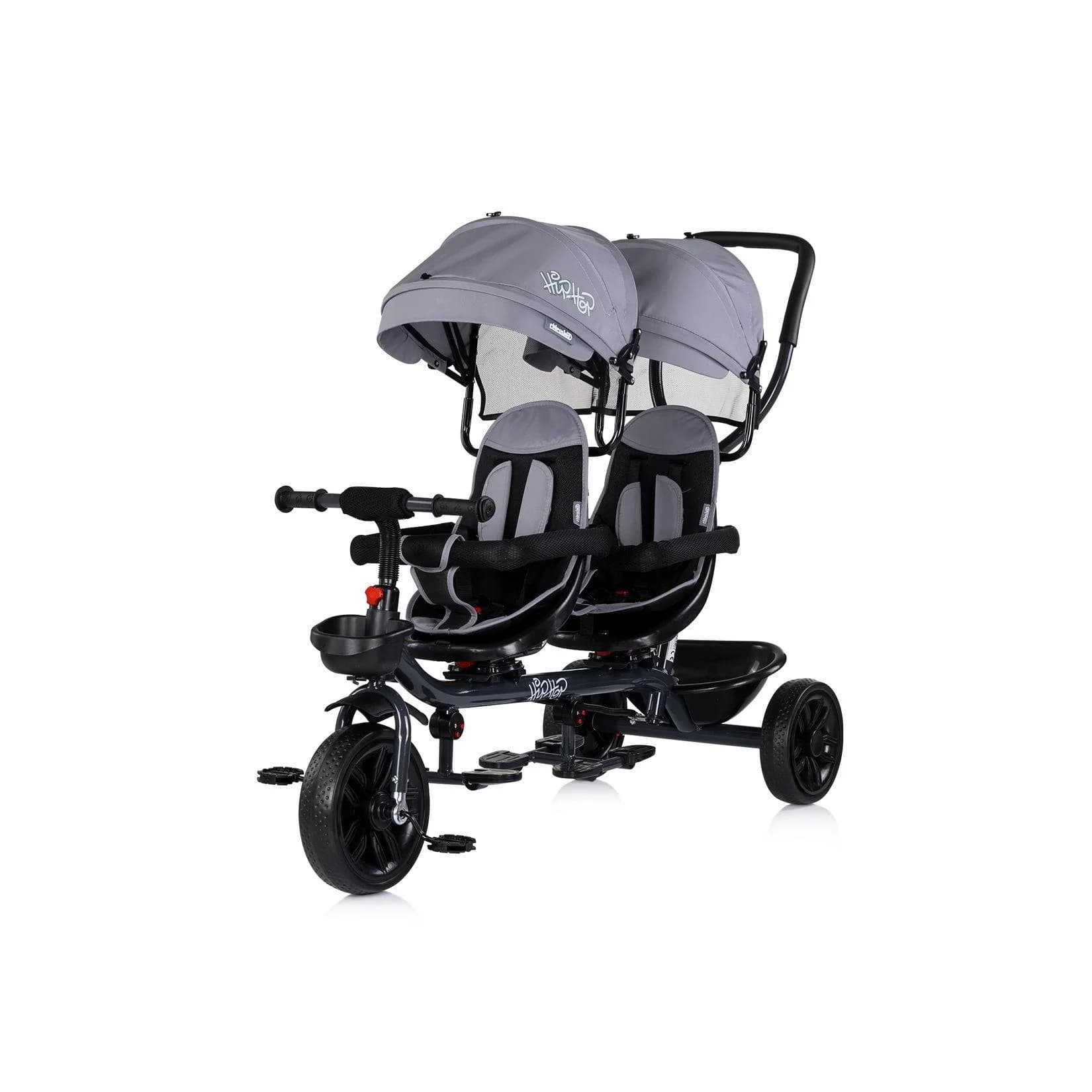 Chipolino Zwillingsdreirad Hip Hop Grau-Schwarz 2 Sitze