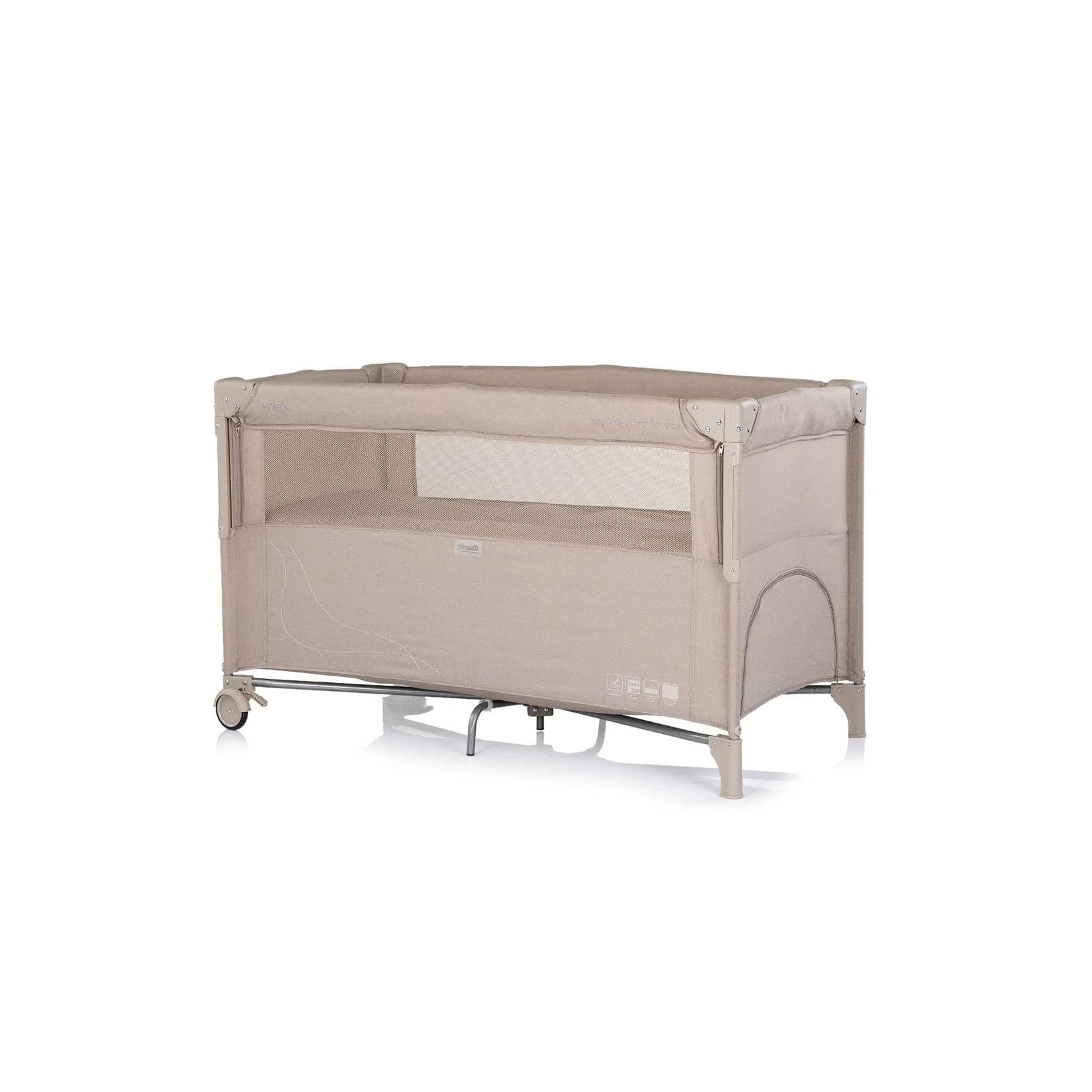 Chipolino Reisebett Relax Leinen Beige/Braun mit Rädern & Tasche - Bild 2