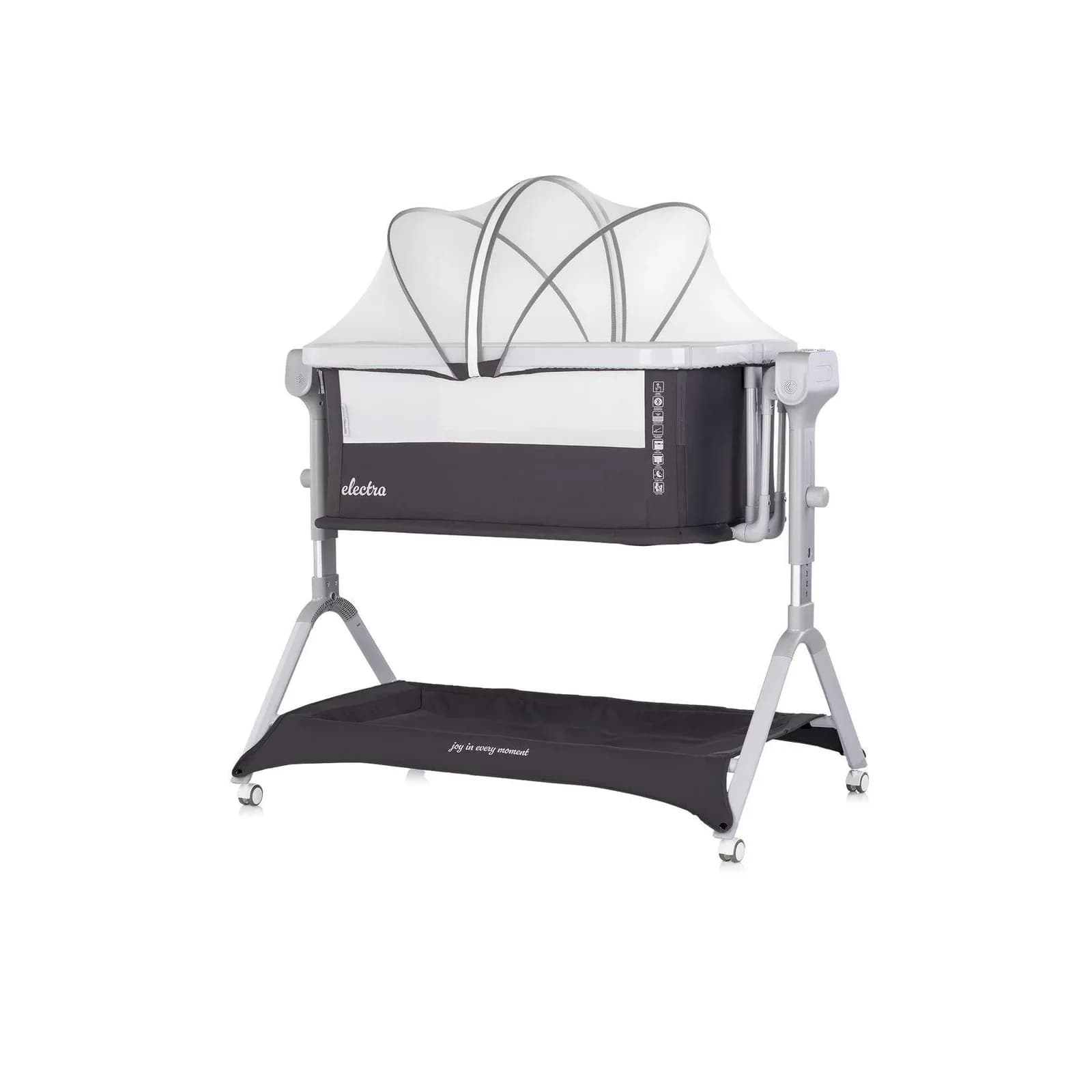 Chipolino Beistellbett Electra Grau mit Schaukelfunktion & Musik