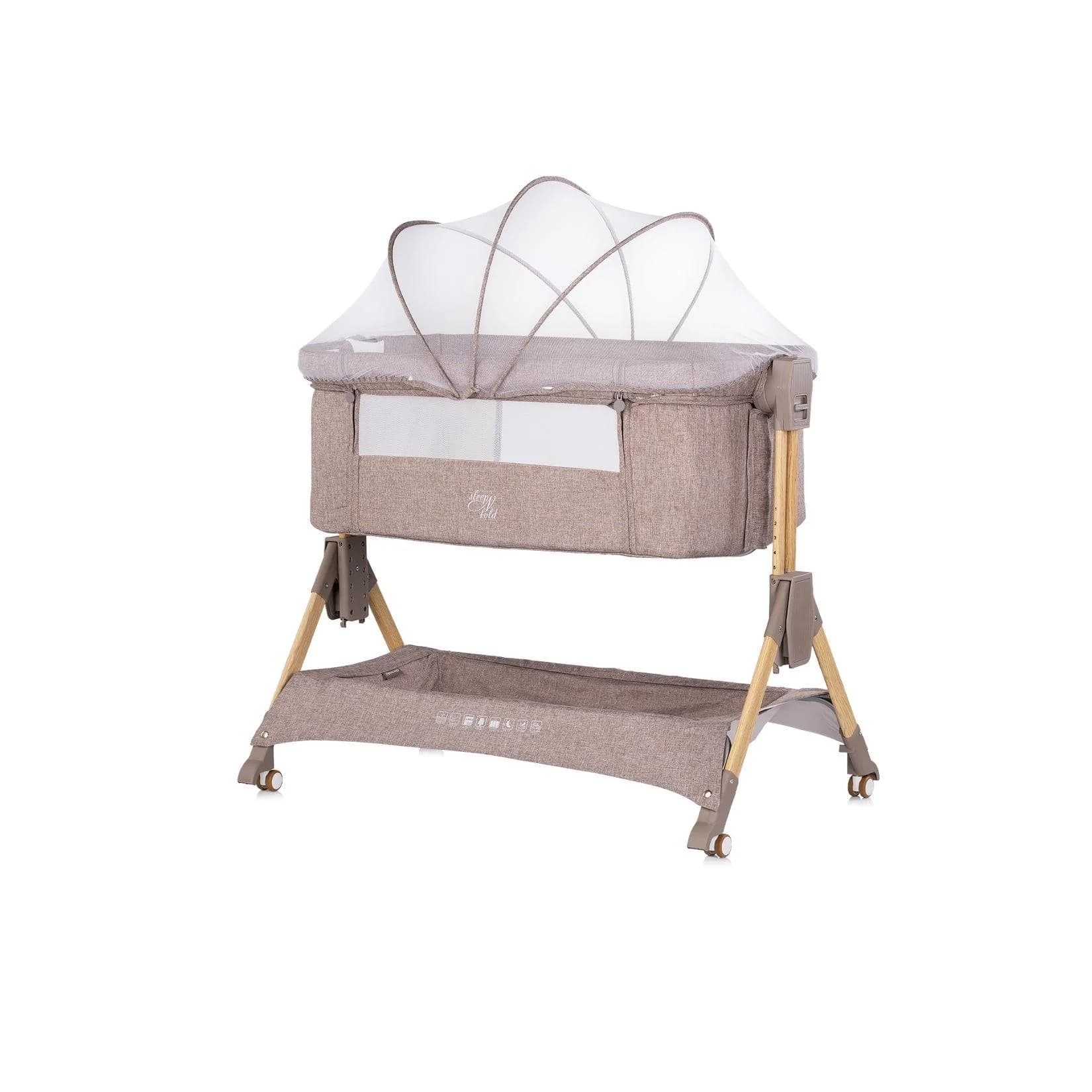 Chipolino Beistellbett Sleep´n Fold beige mit Matratze, Rädern & Schwingfunktion