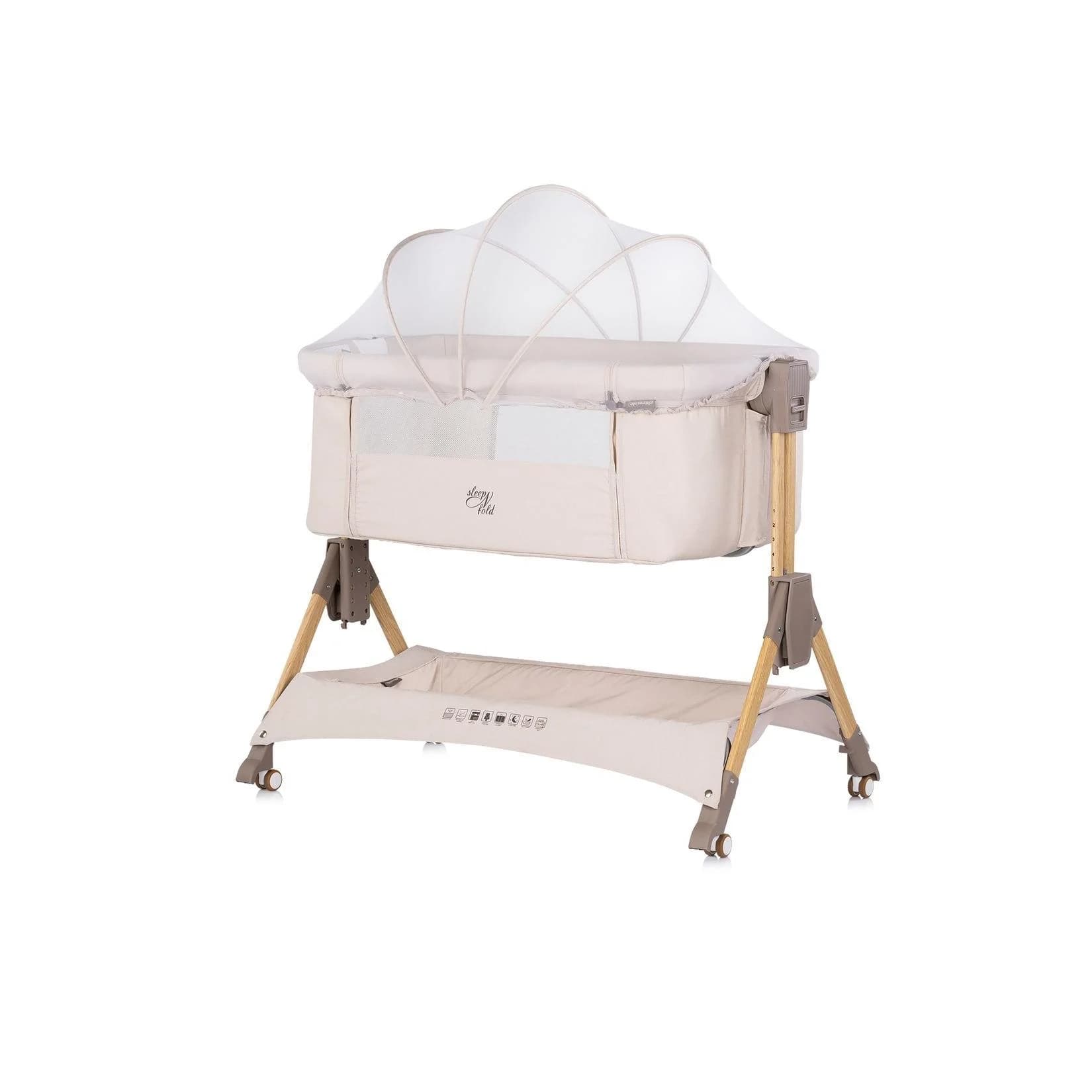 Chipolino Beistellbett Sleep'n Fold Creme mit Schwingfunktion & Rädern
