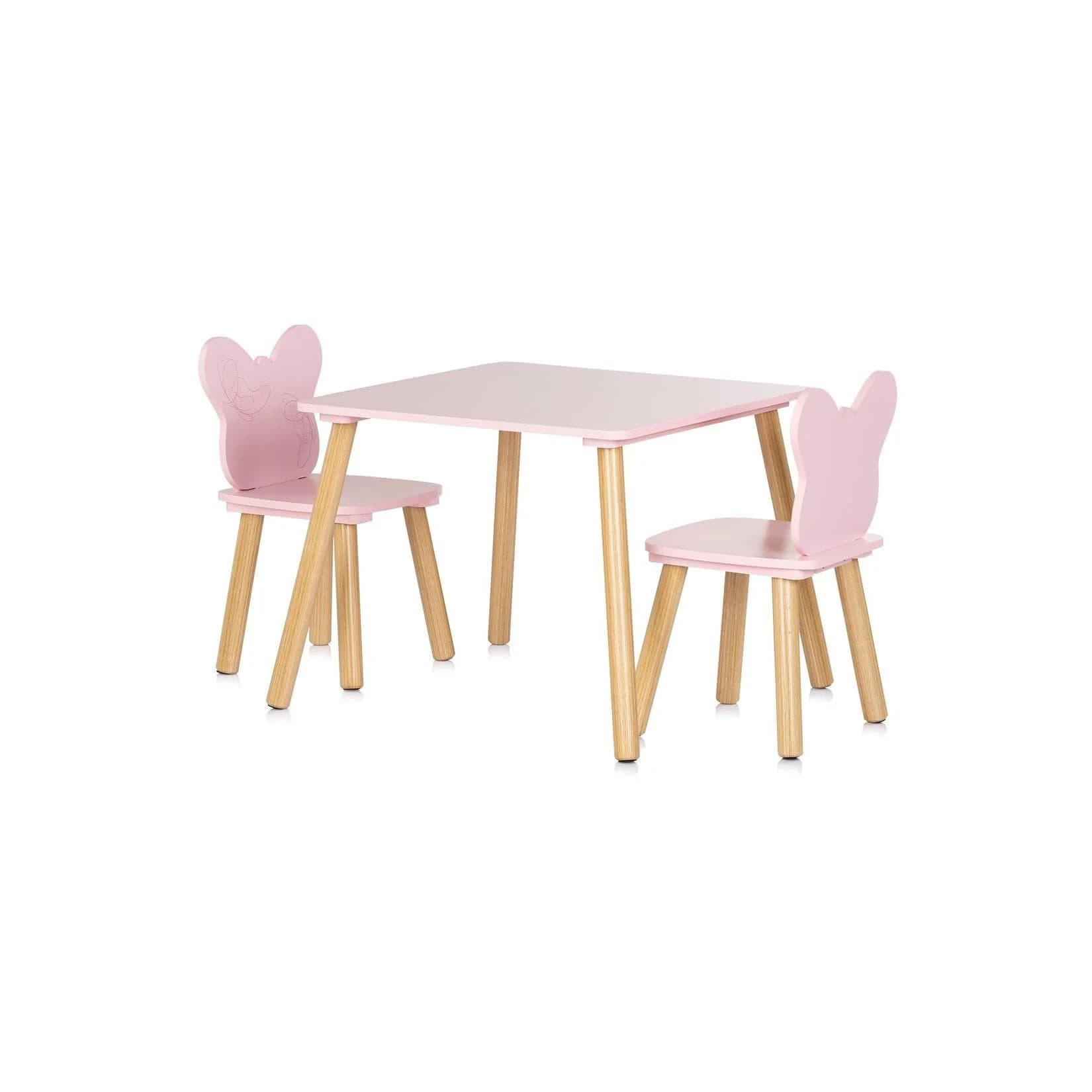 Chipolino Kindersitzgruppe 3-teilig mit Tisch und 2 Stühlen Rosa Holz