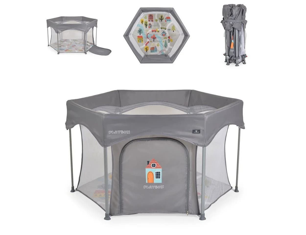 Cangaroo Laufstall Playbox Klappbar Matratze Tragetasche Öffnung Reiselaufstall Grau - Bild 3