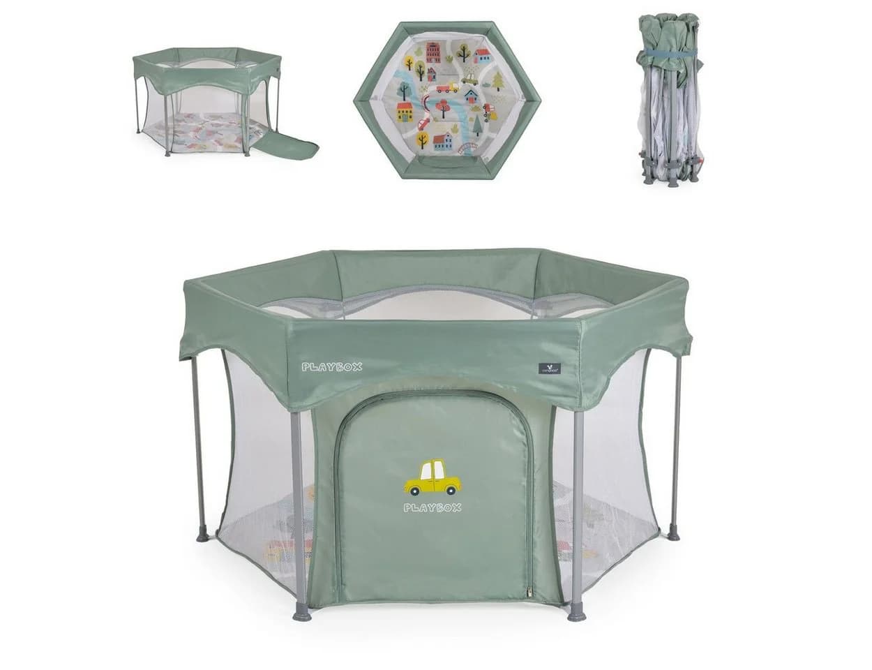 Cangaroo Laufstall Playbox Klappbar Matratze Tragetasche Reiselaufstall Grün - Bild 3